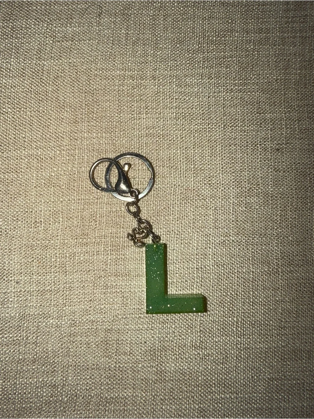 Green 'L' Initial Keychain Charm - Men Accessories